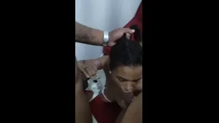 Preview of Internet sex videos show a naughty brunette having fun with two members